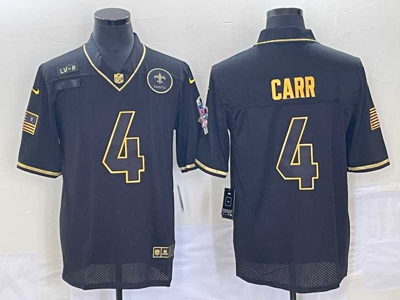 Men%27s New Orleans Saints #4 Derek Carr Black Gold 2020 Salute To Service Stitched NFL Nike Limited Jersey->new orleans saints->NFL Jersey